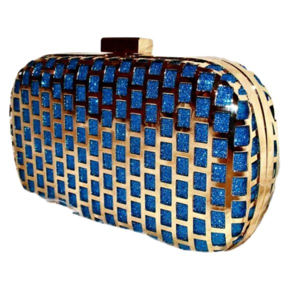 Handbags - Aqua & Gold Sparkle Clutch